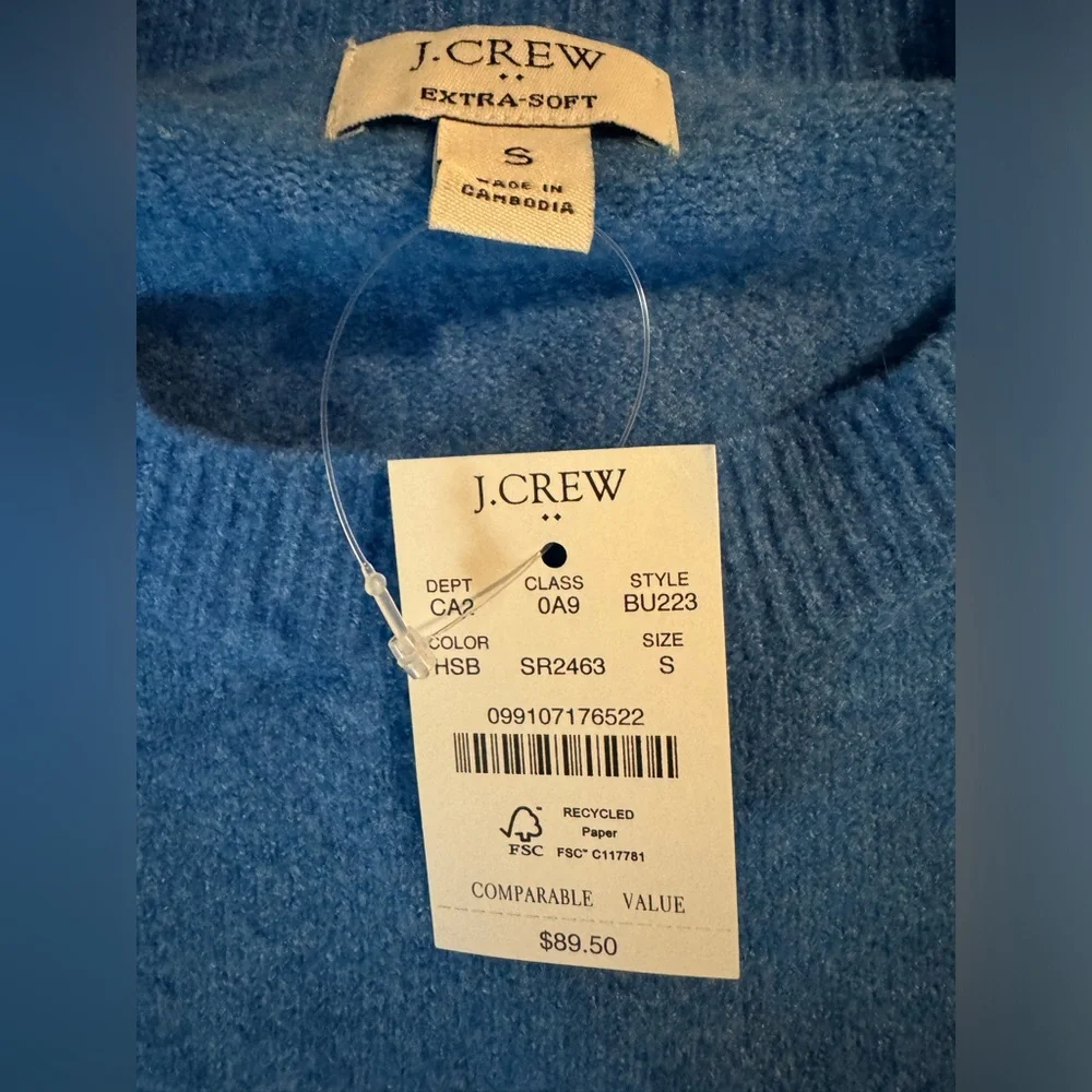 NWT J. Crew Pullover Sweater in Blue Size Small